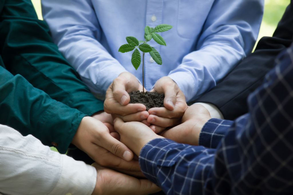 People Holding A Growing Plant - Corporate Social Responsibility - Arrow Off Road CNC Castings Canada